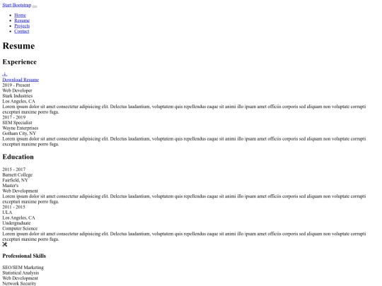 resume screenshot