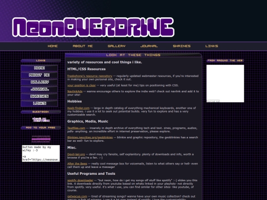 links screenshot
