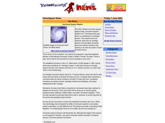 yahooligans/news/200106012 screenshot