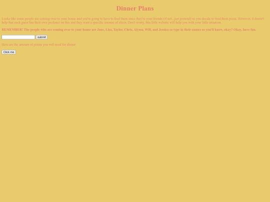 javascript/Dinner screenshot