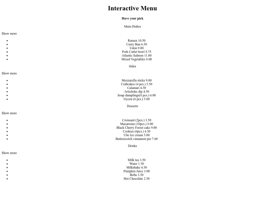 javascript/Menu screenshot