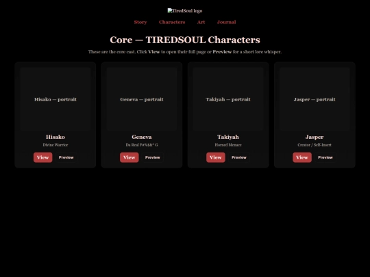 TIREDSOUL CHARACTERS/characters screenshot