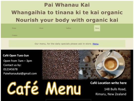 Menu screenshot