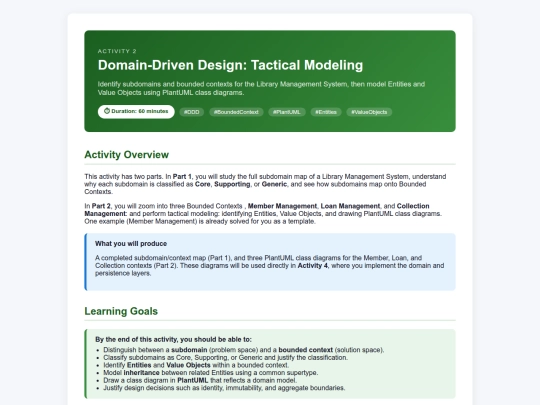 n34/Activity_02_Domain-Driven Design_ Tactical Modeling screenshot