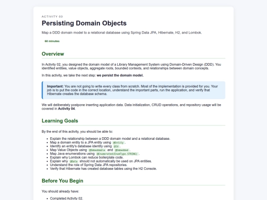 n34/activity_03_Persisting Domain Objects screenshot
