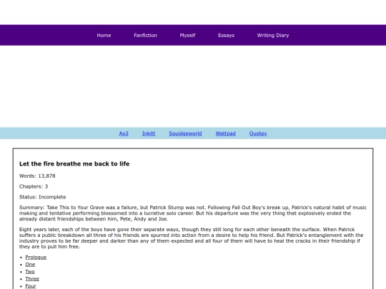 Fanfiction/fanfictionindex screenshot
