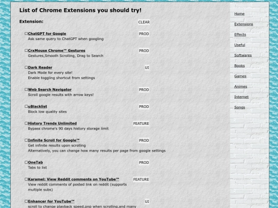 extensions screenshot