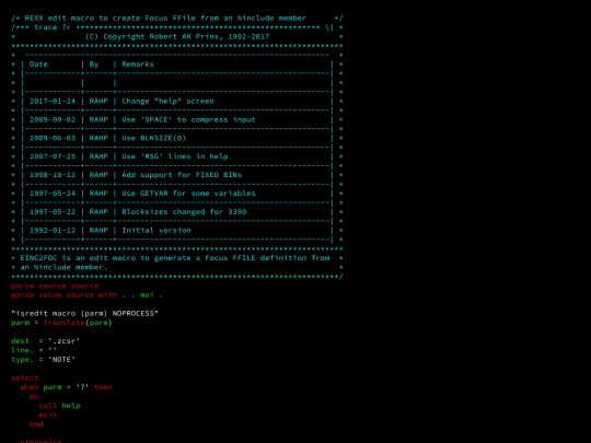 zOS/einc2foc.exec screenshot