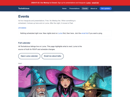 events screenshot