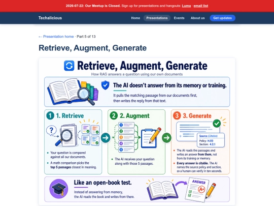 presentations/2026-05-14-teaching-ai-never-trained-on/05-retrieve-augment-generate screenshot