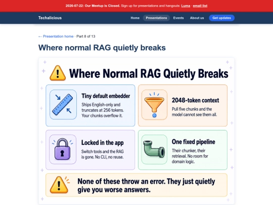 presentations/2026-05-14-teaching-ai-never-trained-on/08-where-normal-rag-quietly-breaks screenshot