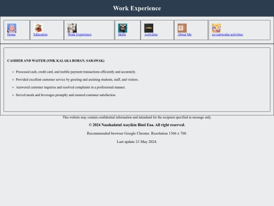 work experience screenshot