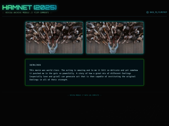 movie reviews html/hamnet screenshot