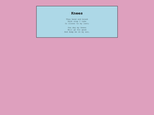 Poetry/knees screenshot