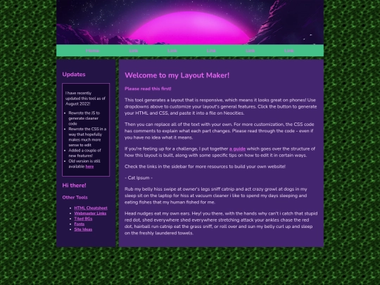 Testpage screenshot