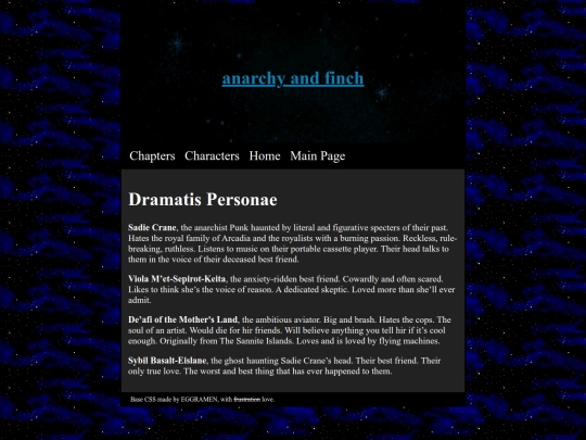 anarchyandfinch/characters screenshot