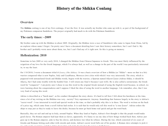 sajemtanuk/conlangs/shikku/history screenshot