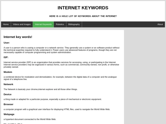 Keywords screenshot