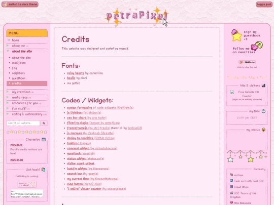 about/credits screenshot