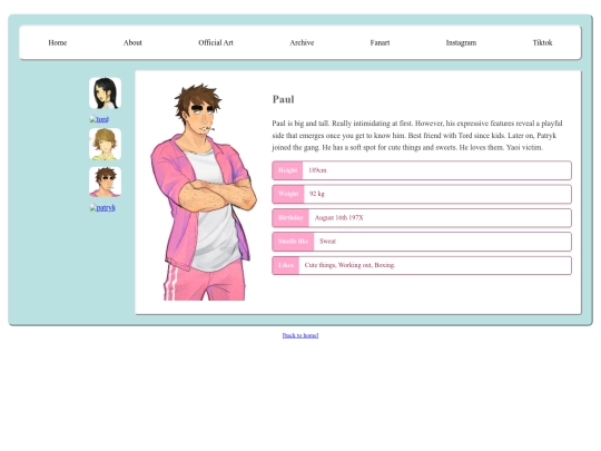 chracter page/Paul screenshot