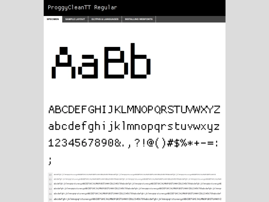 newWebsiteFont/proggyclean-demo screenshot
