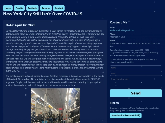 portfolio/covid screenshot