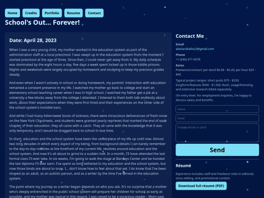 portfolio/schools-out screenshot