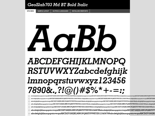 fontkit/geometric_slabserif_703_bold_italic_bt-demo screenshot