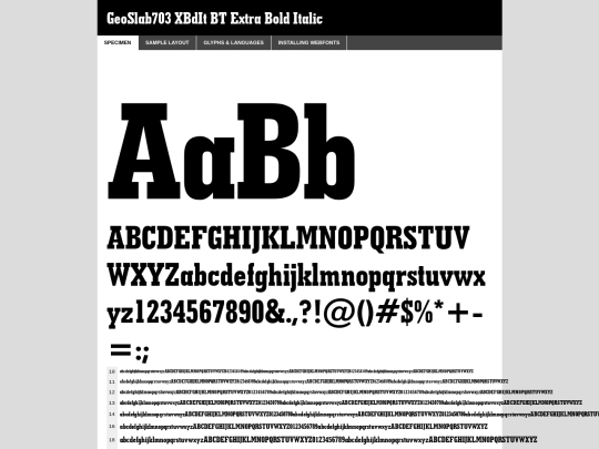 fontkit/geometric_slabserif_703_extra_bold_italic_bt-demo screenshot