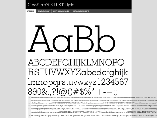 fontkit/geometric_slabserif_703_light_bt-demo screenshot