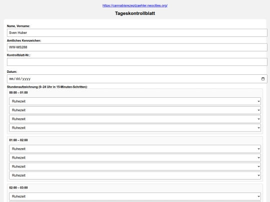 tageskontrollblatt screenshot