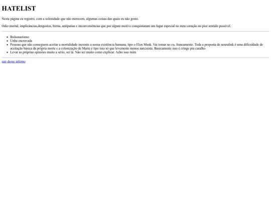 hatelist screenshot