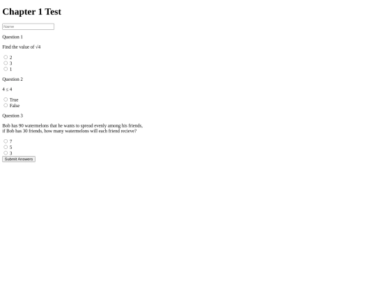 MathTest screenshot