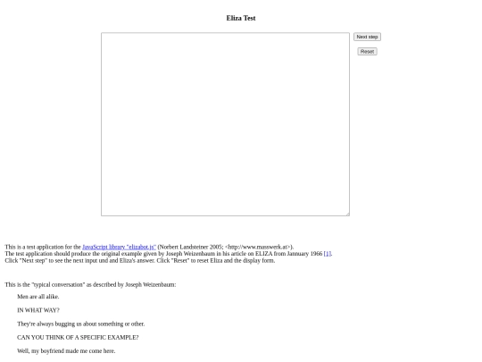 projects/elizabot/eliza_test screenshot