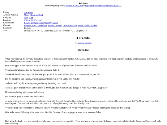 Fanfic/Critical Hit/4 drabbles screenshot