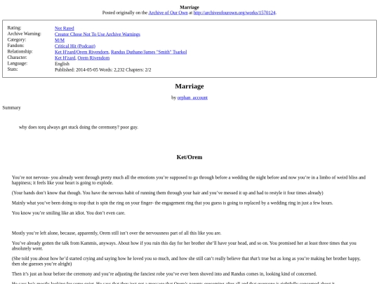 Fanfic/Critical Hit/Marriage screenshot