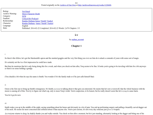 Fanfic/Critical Hit/i-v screenshot