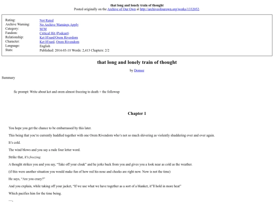 Fanfic/Critical Hit/that long and lonely screenshot