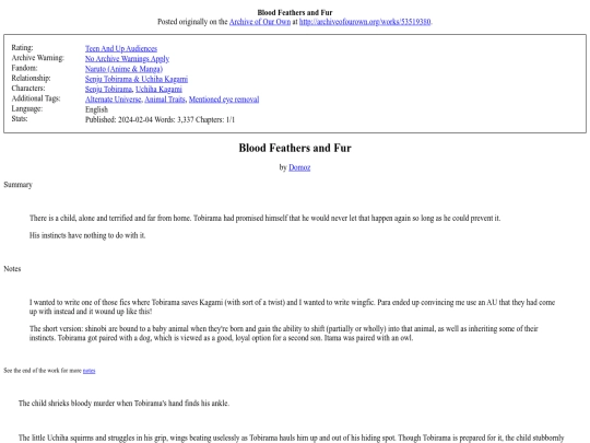 Fanfic/Naruto/Blood_Feathers_and_Fur screenshot