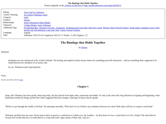 Fanfic/Naruto/The Bandage that Holds screenshot