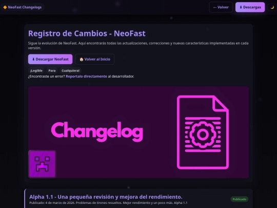 Changelogs screenshot