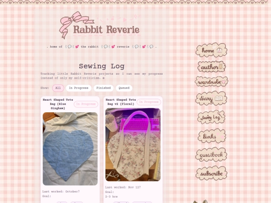 sewing-log screenshot