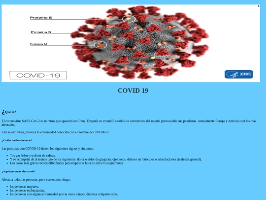 Covid 19 screenshot