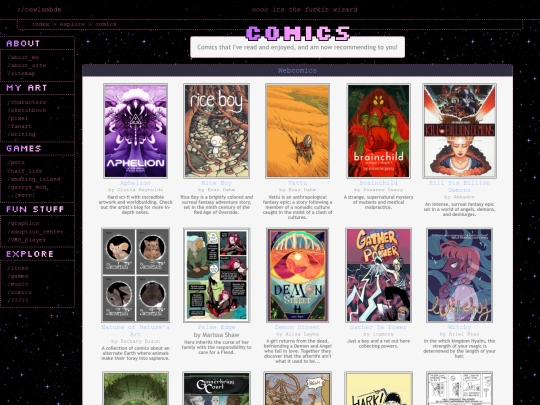 explore/comics screenshot