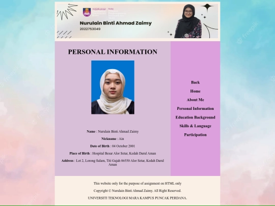 personal_information screenshot