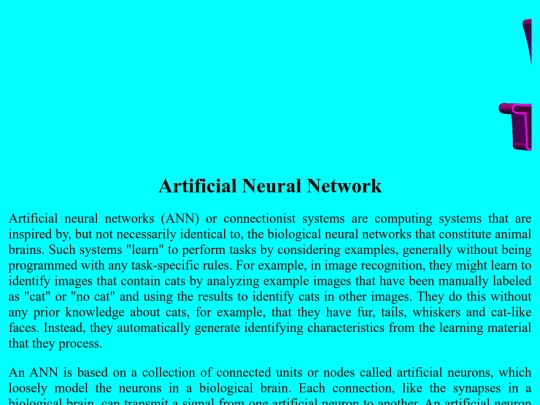 Artificial neural network screenshot