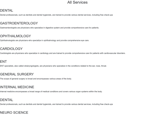 All Services screenshot