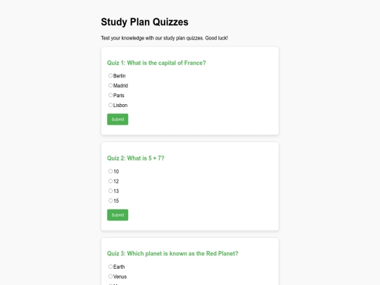 study buddy/quizz screenshot