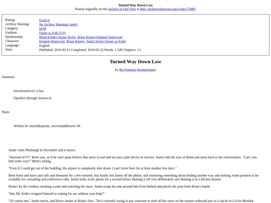 fic/Turned Way Down Low screenshot