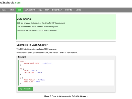Taller/css screenshot